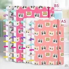 Caderno de Folhas Soltas A5/B5 - Capa Dura Estampada Gatos Fofos-Diário e anotações