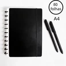 Caderno Grande Inteligente A4 de Discos Removíveis Planner de Notas Estudos Universitário-Preto