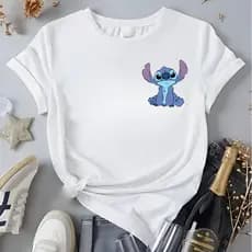 Camiseta Stitch Sentado Unissex Adulto Infantil Kids Blusa 100% Algodão Envio Rápido