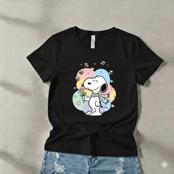 Camiseta Snoopy Abelhas Unissex Delicada Blusa 100% Algodão Envio Rápido