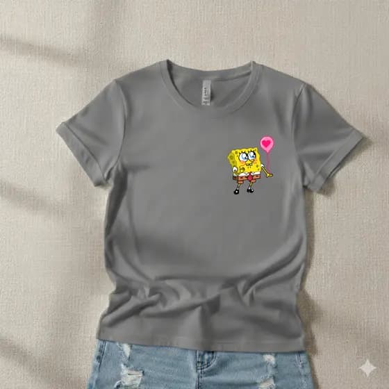 Camiseta Bob Esponja Balão Unissex Delicada Blusa 100% Algodão Envio Rápido
