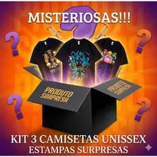 Kit 3 Camisetas  Queima de Estoque! Super Saldão Camiseta Surpresa 100% Algodão Unissex Envio Rápido