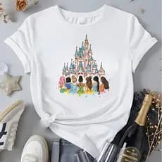 Camiseta Castelo Princesas Feminina Delicada Blusa 100% Algodão Envio Rápido