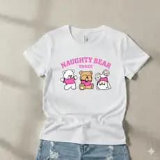 Camiseta Naughty Bear Three Delicada Blusa 100% Algodão Envio Rápido