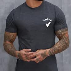 Camiseta Masculina Triângulo Montanha Tendência Blusa 100% Algodão Envio Rápido