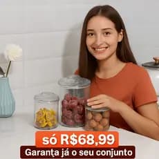 KIT 3 pç Conjunto de Potes Herméticos  Redondo de Plástico Com Tampa