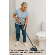Mop Giratório 360° Triangular com Refil Microfibra – Ideal para Cantos, Rodapés e Limpeza Pesada
