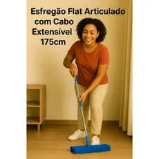 Esfregão Flat Articulado com Cabo Extensível 175cm | Mop para Todos os Tipos de Piso |
