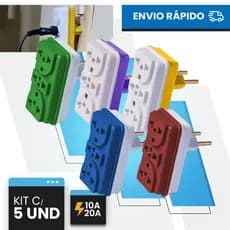 Adaptador de Tomada Benjamin Colorido bivolt Universal 3 Entradas 10A t 110/220v para Casa