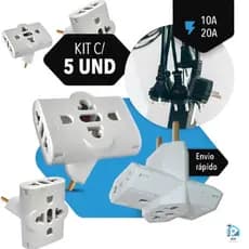 Adaptador de Tomada T Multiuso Triplo 10A Benjamin Plug pino Maciço Durável Universal 110/220v