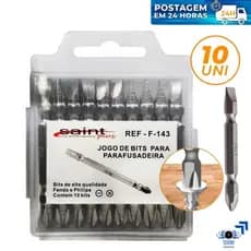 KIT BITS COM 10 PONTEIRAS PH2 DUPLA MAGNÉTICA PARAFUSADEIRA PHILIPS E FENDA Ponta Ímã Aço Resistente