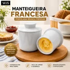 Manteigueira Francesa Porcelana Premium Porta Manteiga Conserva Fresca 160ml wjs