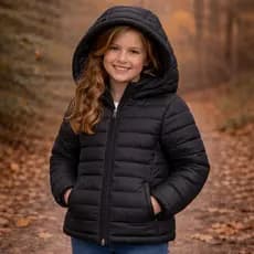 Jaqueta Puffer Infantil Feminina Bobojaco Pelinho Forrada Capuz Removivel Frio Intenso