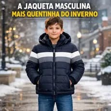 Jaqueta Puffer Infantil Juvenil Masculino Casaco Bobojaco Impermeável Capuz Removível Colorida