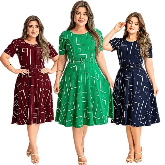 Vestido Feminino Midi Moda Evangélica Casual Viscolycra Premium Manga Bufante