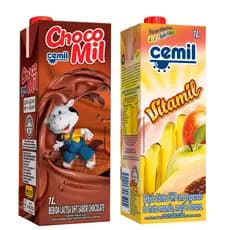 Combo de 2 Bebidas Láctea embalagem com 1L Cemil Chocomil e Vitamil