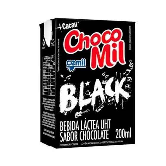 Caixa com  27unidades bebida  lactea ChocoMil Cemil achocolatado 200 ml Black ChocoMilBlack