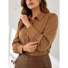 Camisa Social Blusas Feminina Clássico manga com botão confortável Suave-elegante e casual melhor qualidade