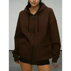 Moletom de zíper canguru com forro peludo-confortável-Oversize-feminina Masculino Unissex com bolso