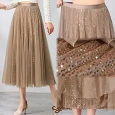 Saia de tule com paetê de melhor qualidade-saia longa midi de brilho lantejoula-elegante Festa Carnaval