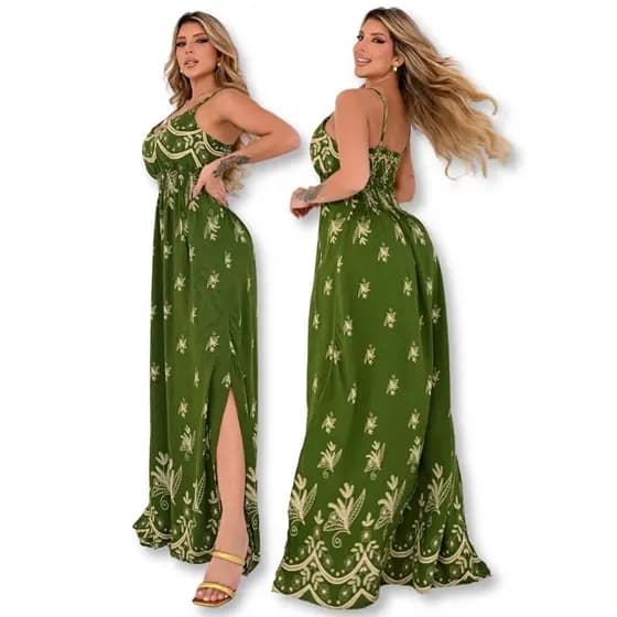 Vestido Feminino Longo Estampado Floral #34