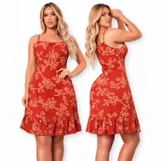 Vestido Feminino Curto Elegante com Alça Fina Ajustável Caimento Impecável Barra Estilo Casual Verão