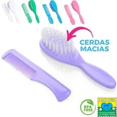 Kit Banho Bebê Escova e Pente Macio Cabelo infantil - Menino e Menina