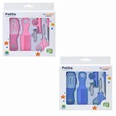 Kit Higiene Infantil 6 Peças Manicure Pente e Escova Petita - Azul Rosa