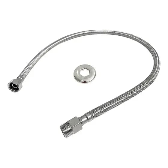Engate Flexível Inox 100cm 1/2" Trançado Aço 304 Alta Resistência Água Quente Fria Torneira
