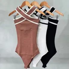 Body Tricot Bicolor Moda Blogueira