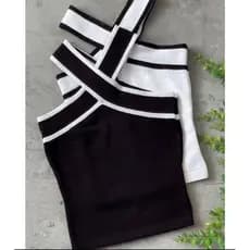 Cropped Blusa Top Feminina Modal Cruzado Tricot Moda Luxo