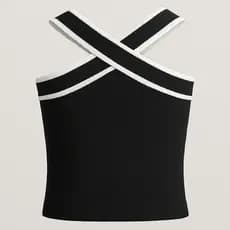 Cropped Cruzado Bicolor Tricot Verão Tendencia 2025
