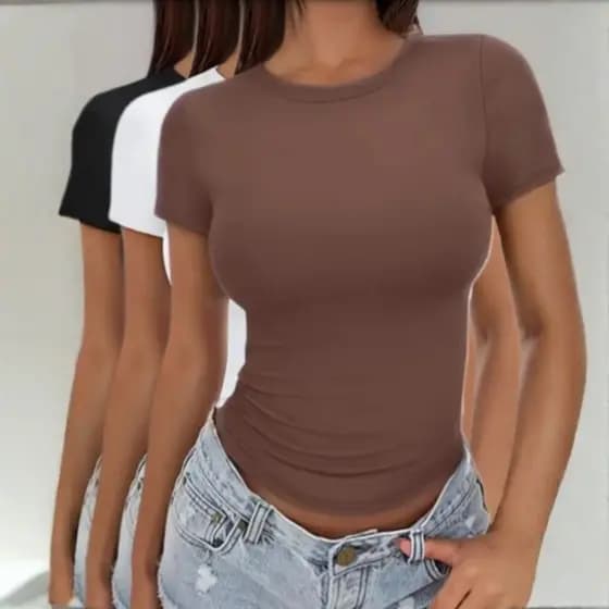 Blusa Feminina Manga Curta Suplex Forro Duplo Premium