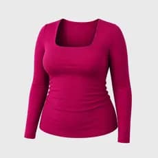 Blusa feminina plus size decote quadrado suplex manga longa tendência moda inverno