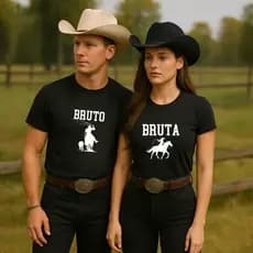 Kit Casal Camiseta Bruto e Bruta  Cowgirl Moda Agro Country Festa de Peão Rodeio
