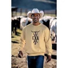 Moletom Sem Capuz TEXAS EUA Flanelado Estampado TX Chifre