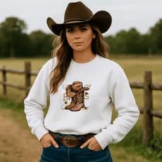 Moletom Casaco Blusa De Frio Country Feminino Bota Chapéu