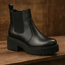 Chelsea Coturno Feminino Bota Tratorada Cano Médio Couro Legitimo Cowgirl Cowboy Fashion Tendência Outono Inverno