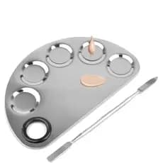 Placa de aço inox e espátula para maquiagem