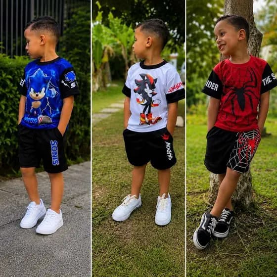 Conjunto infantil menino personagem masculino roupa infantil confortável