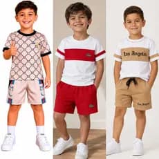conjunto infantil menino juvenil estiloso blusa malha 100% algodão e bermuda