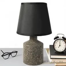 Abajur de Cerâmica e Linho Bivolt Preto, Branco e Preto Marmorizado quarto e sala 16x28 cm
