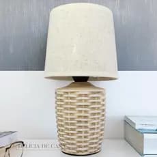 Abajur de Cabeceira Cerâmica Cúpula de Tecido para Quarto Decoração Elegante Pinterest Bivolt Bege