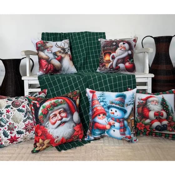 Capa de almofada decorativa estampas de  Natal  sala ou quarto com zíper
