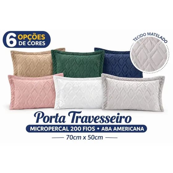 PORTA TRAVESSEIRO MATELADO 3 ABAS MICROPERCAL 200 FIOS