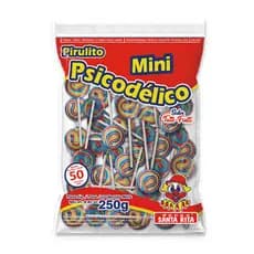 Pacote De Pirulito Mini Psicodélico Festa C/50 Unidades Santa Rita