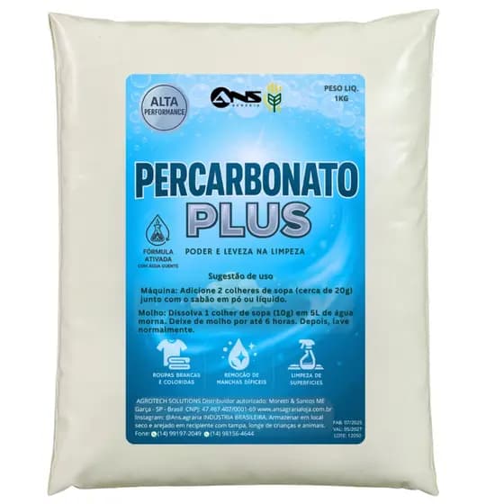 Percarbonato de Sódio Plus 1kg Alto Poder de Limpeza Marca ANS
