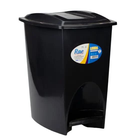 Lixeira Plástica Retangular 7 Litros Preto com Pedal Resistente