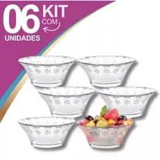 Jogo Taças de Vidro 250ML para Sobremesa Sorvete Doces Kit Com 6 Peças ENVIO IMEDIATO