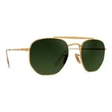 Óculos de Sol Marshal Dourado Lente Verde G15 Cristal Proteção Uv Unissex Metalizado